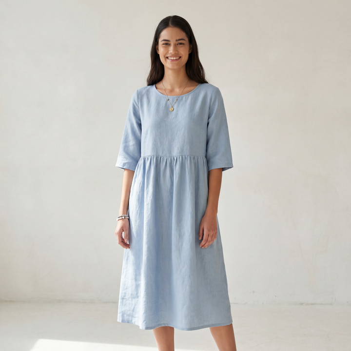 100% Linen Midi Dress LINDSEY