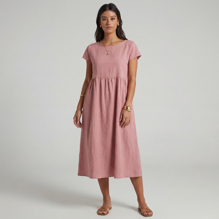 100% Linen Midi Dress LINDSEY