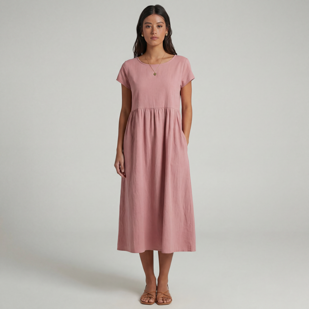 100% Linen Midi Dress LINDSEY