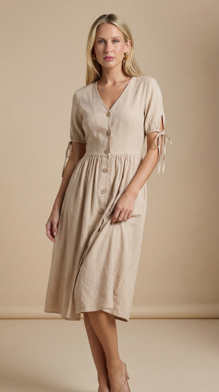 100% Linen Midi Dress MAYA